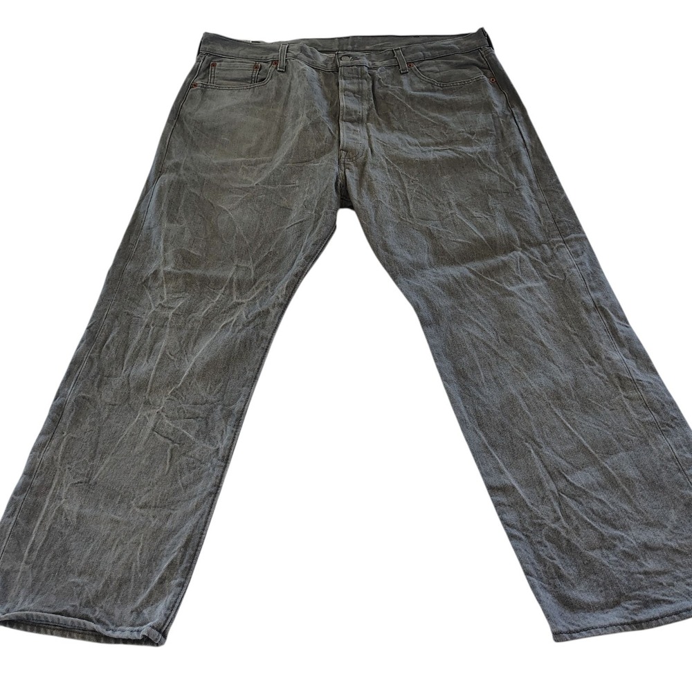 Levis 501 Jeans Mens 44x30‎ Gray Wash Denim Straight Leg Classic Button Fly